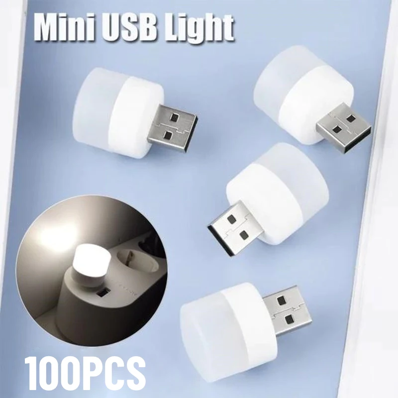 100vnt Mini USB Kištukas, Lempos 5V 1W Super Ryškus Akių Apsaugos Knygos Šviesa Kompiuterio, Mobiliojo Energijos Įkrovimas USB Mažas LED Šviesos Naktį