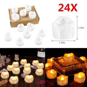 24pcs Flameless LED Laikas Arbata Šviesos Žvakės Gintaro Geltona Šiltai Balta Mirgėjimas Tealight su Laikmačiu, Vestuvių Kalėdinis vakarėlis