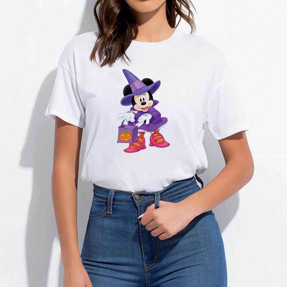 Laimingas Halloween Gatvėje Drabužius T-shirt Minnie Mouse Pirkinių Spausdinti marškinėliai Trumpas Rankovėmis Atsitiktinis Harajuku Marškinėlius Dropship