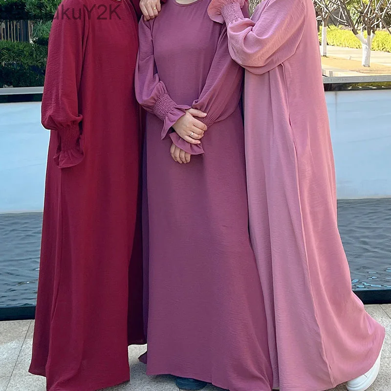 Paprastas Abaja Moterų Krepo Gėlių Manžetai Islamo Drabužių Ramadanas Musulmonų Maldos Ilga Suknelė Afrikos Suknelės Dubajus turkijos Skraiste